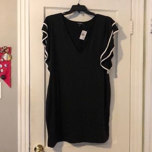 Black Body Con Flutter Sleeve Dress 3X